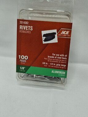 ACE Rivets - 1/8" , 3/8" - 1/2" .Range (QTY 100), 2014082, Aluminum